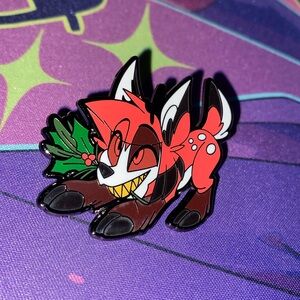 Hazbin Hotel deer Alastor mistletoe enamel pin
